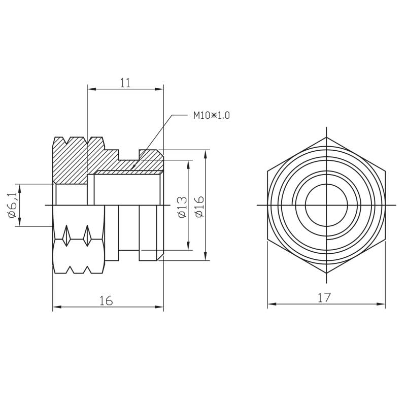 Brake fitting female M10x1