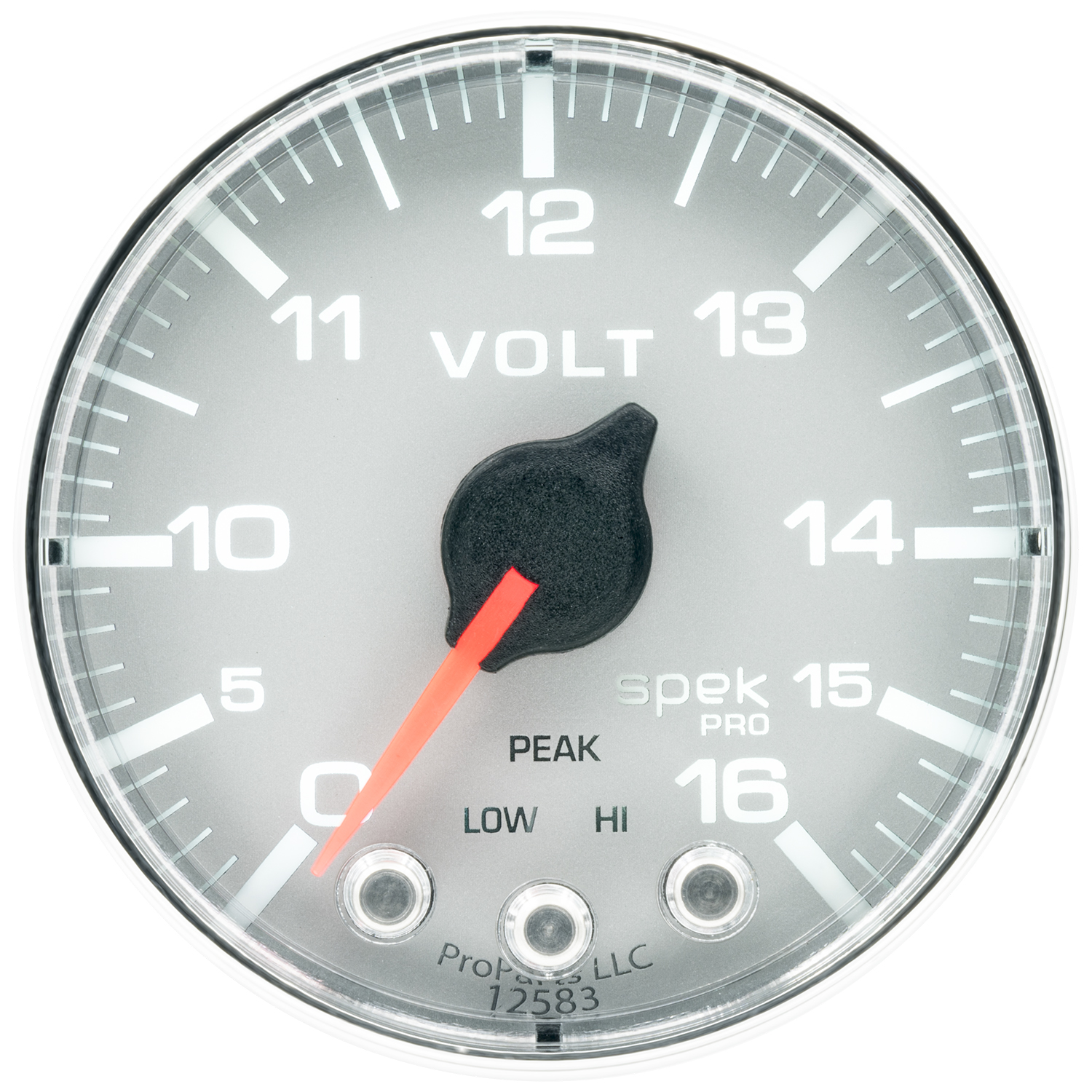 2-1/16" Voltmeter, 0-16v, Spek-Pro, Silver/Chrome
