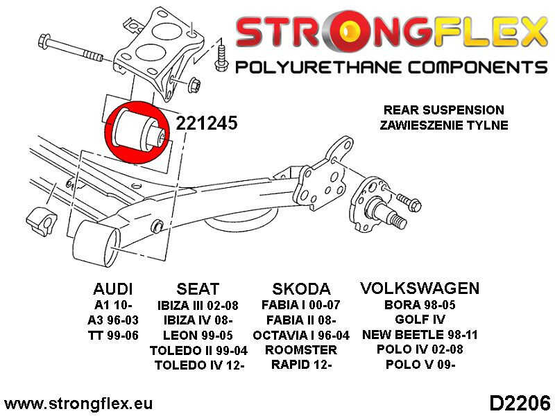 Bakre Subframe Bussning 72mm SPORT