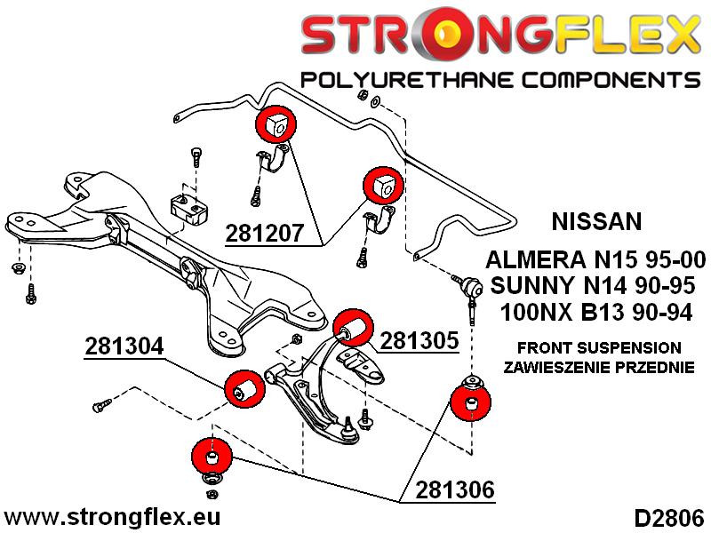 Front wishbone front bush