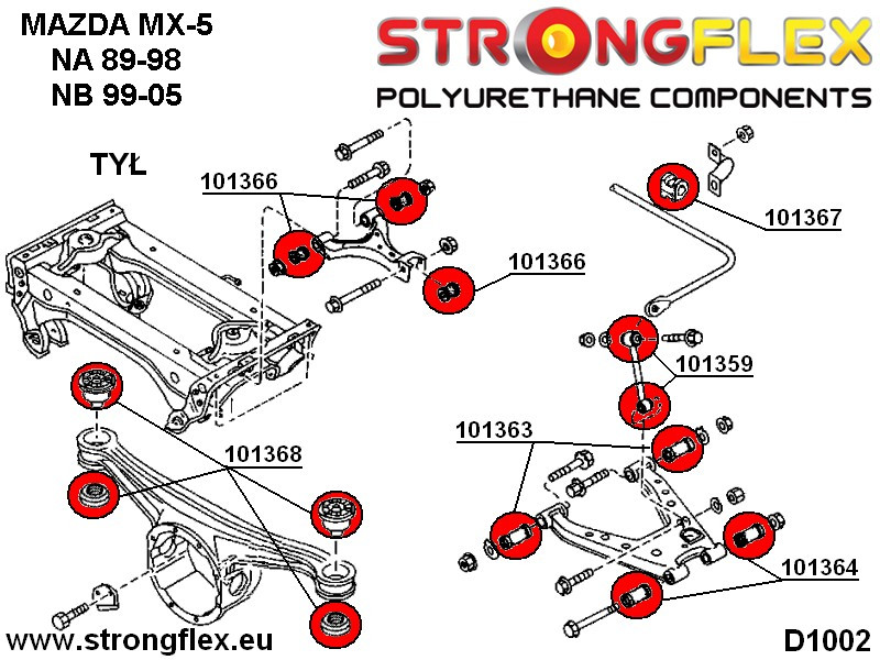 Rear upper inner & outer suspension bush SPORT
