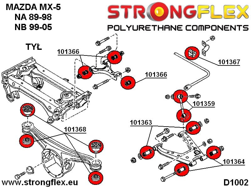 Rear suspension polyurethane bush kit