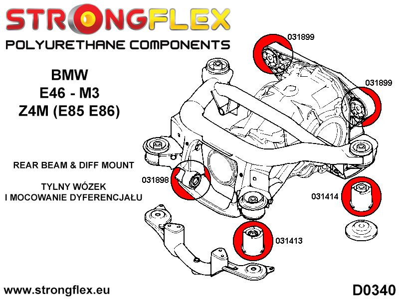 Rear beam mounting bush kit SPORT