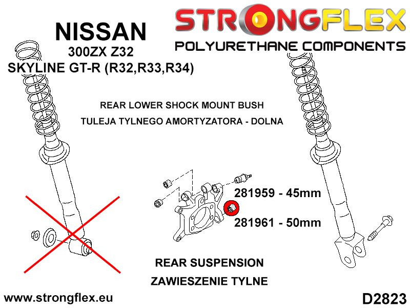 Rear lower shock mount bush 45mm SPORT