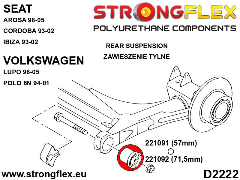 Rear beam bush 71,5mm