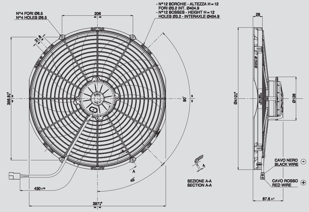 SPAL cooling fan 385mm  / 16" suction HD