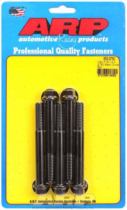 "7/16""-14 X 3.750 hex black oxide bolts" (5pcs)
