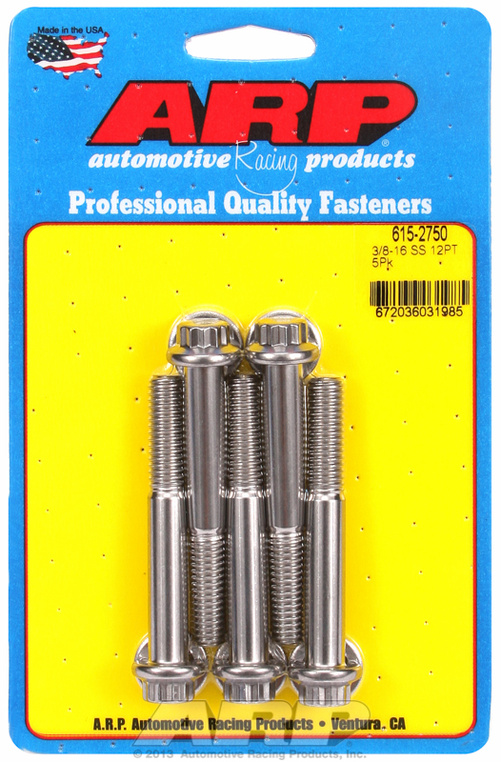 "3/8""-16 x 2.750 12pt 7/16 wrenching SS bolts" (5pcs)