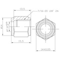 Press fitting female 7/16-20 90 degrees concave Stainless steel (swivel)