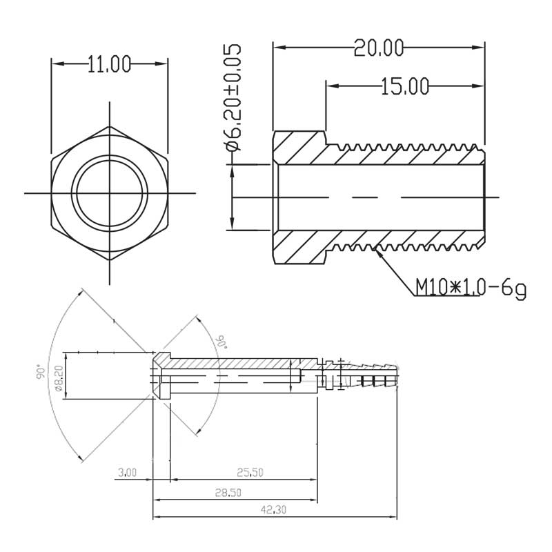 Brake fitting M10x1 Male Stainless steel (swivel)