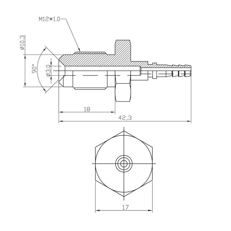 Brake fitting male M12x1 (no swivel)