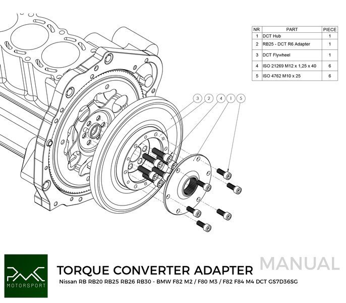 PMC Adapter Kit Nissan RB - BMW DCT DKG Getrag GS7D36SG Inline-six (H)