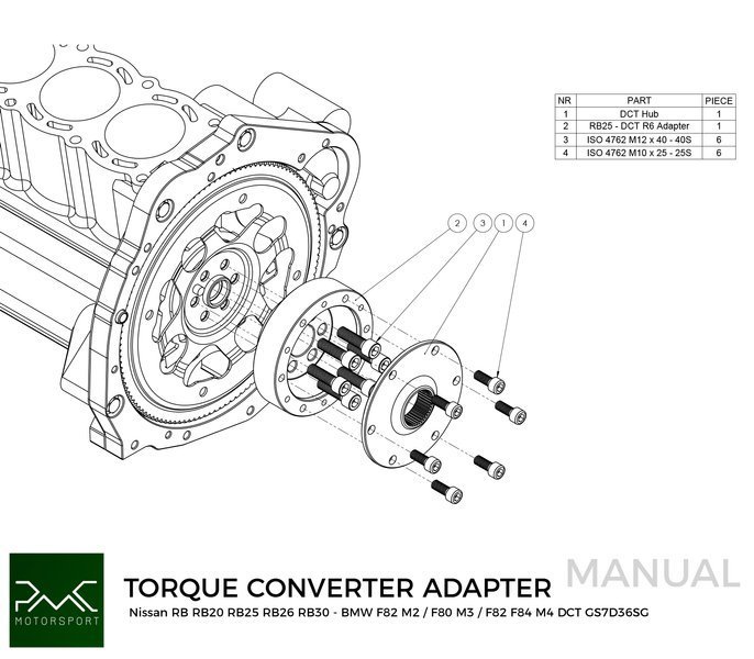 PMC Adapter kit Nissan RB - BMW DCT DKG Getrag GS7D36SG Inline-six