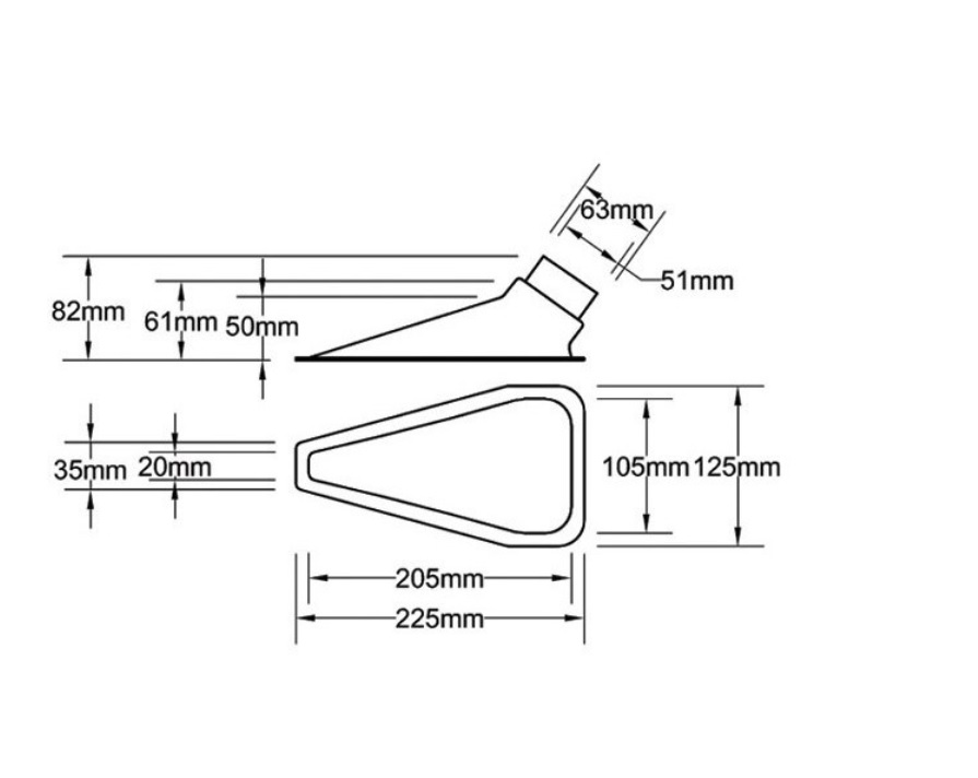 Inlet 51+63mm Black