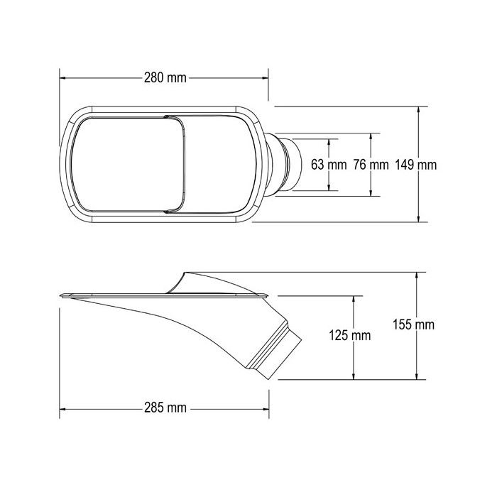 Inlet 63+76mm Black