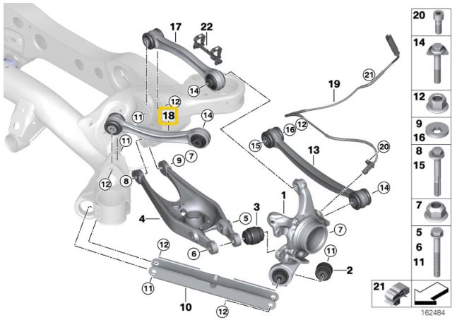 Rear upper adjustable control arms BMW E8x, E9x (Ver. 1)