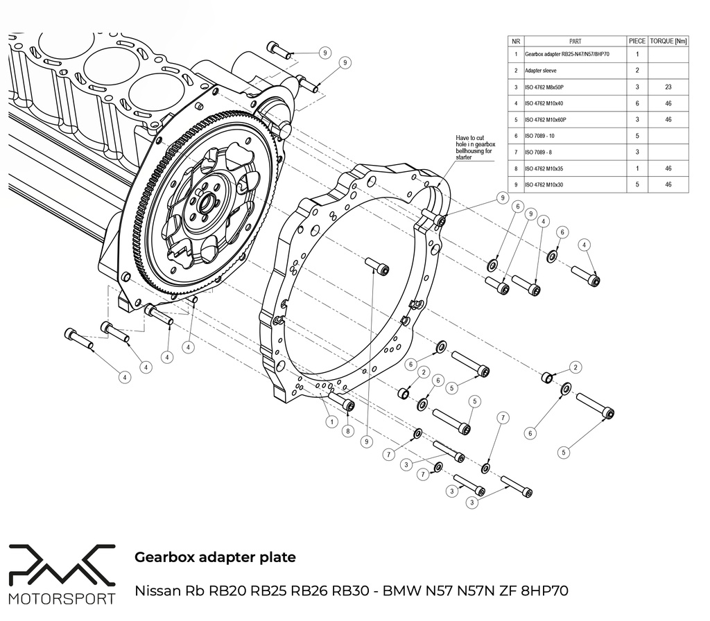 Adapter Kit Nissan RB - BMW ZF 8HP 50 51 70 75