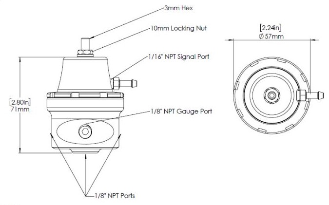 Turbosmart Fuel Pressure Regulator Compact Low Pressure (Carburetor) - Sleeper