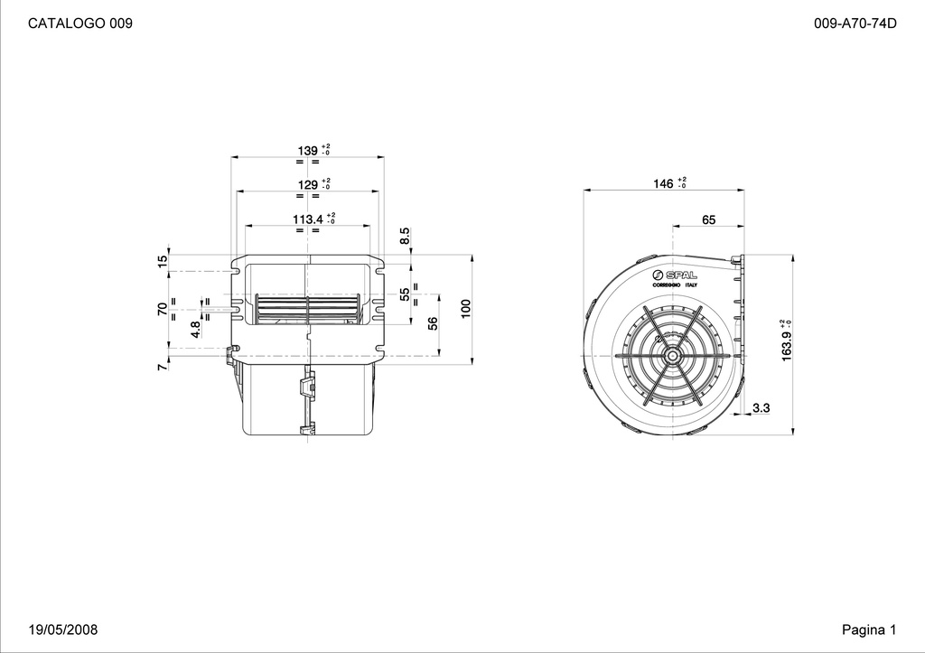 SPAL Radial fan 540 m³/h