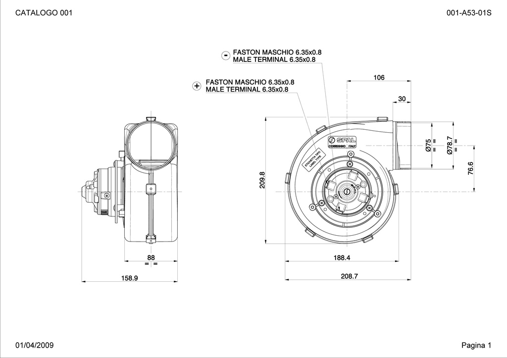 SPAL Radial fan 370 m³/h