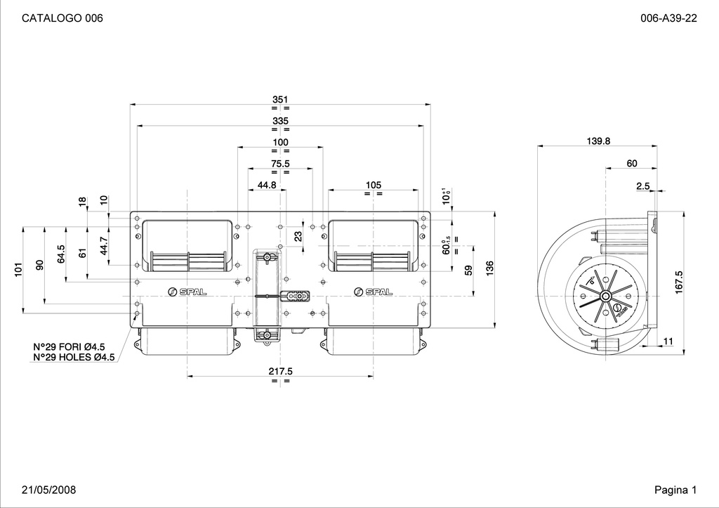 SPAL Double Radial fan 1170 m³/h