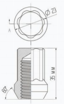 Wheel nut Kit of locking model Black M12x1,5