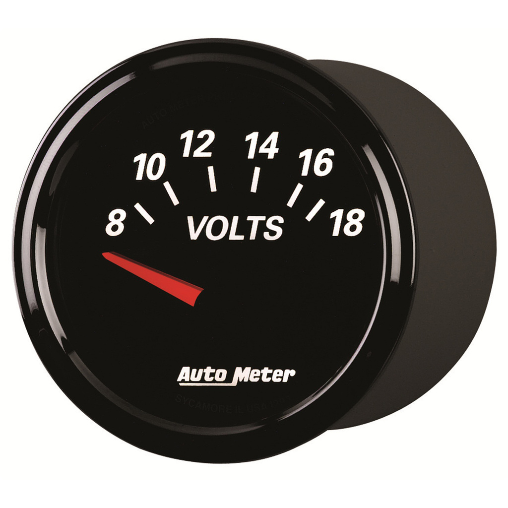 2-1/16" Voltmeter, 8-18v, Designer Black Ii