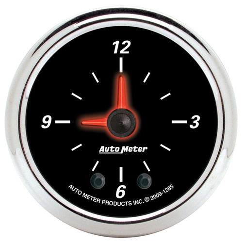 2-1/16" Clock, 12 Hour, Designer Black Ii