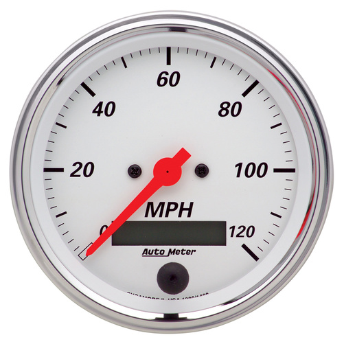 3-3/8" Speedometer, 0-120 Mph, Arctic White