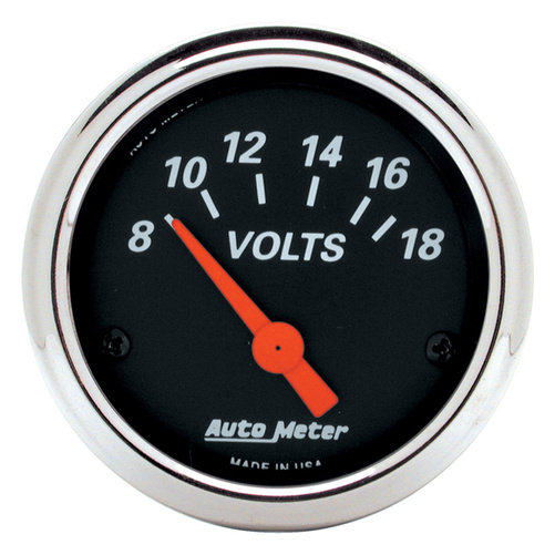 2-1/16" Voltmeter, 8-18v, Designer Black