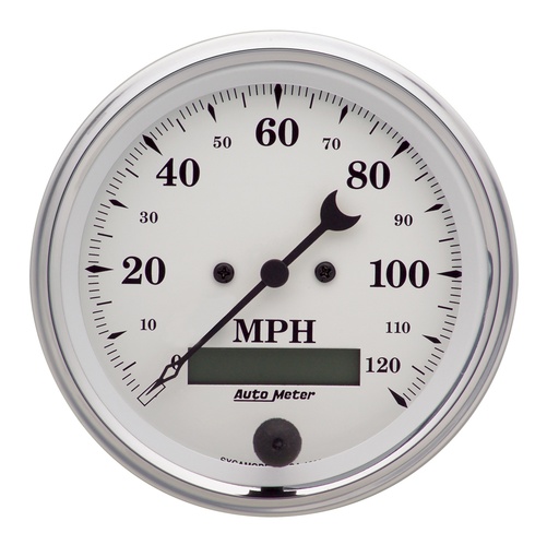 3-3/8" Speedometer, 0-120 Mph, Old-Tyme White