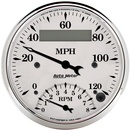 3-3/8" Tachometer/Speedometer Combo, 8k Rpm/120 Mph, Old-Tyme White