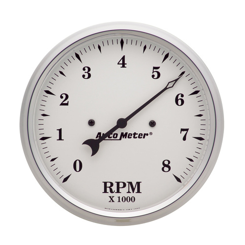 5" In-Dash Tachometer, 0-8,000 Rpm, Old-Tyme White