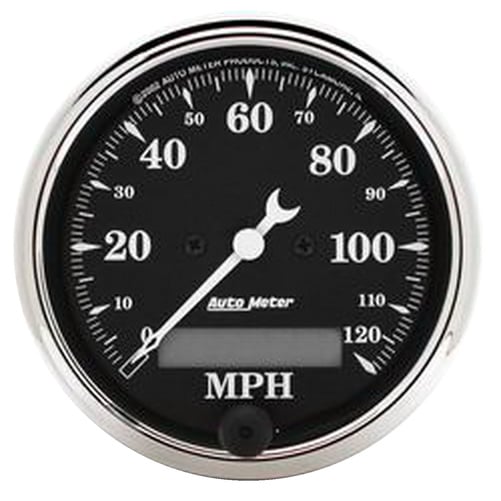 3-1/8" Speedometer, 0-120 Mph, Elec., Old Tyme Black