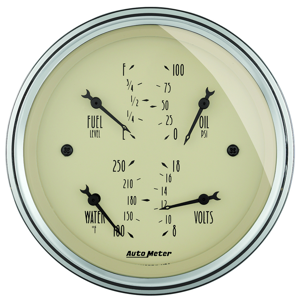 3-3/8" Quad Gauge, 100 Psi/100-250 °F/8-18v/0-90 Ω, Antique Beige