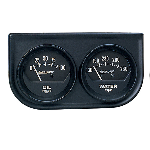 Gauge Console, Oilp/Wtmp, 2-1/16", 100 Psi/280 °F, Blk Dial, Blk Bzl, Autogage
