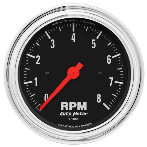 3-3/8" In-Dash Tachometer, 0-8,000 Rpm, Traditional Chrome