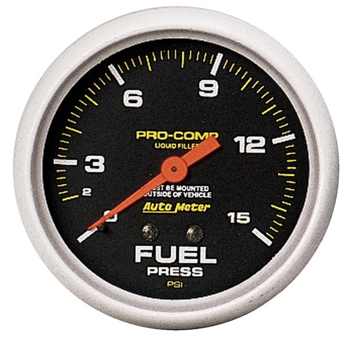 2-5/8" Fuel Pressure, 0-15 Psi, Liquid Filled, Pro-Comp