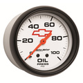 2-5/8" Oil Pressure, 0-100 Psi, Chevy Red Bowtie, White