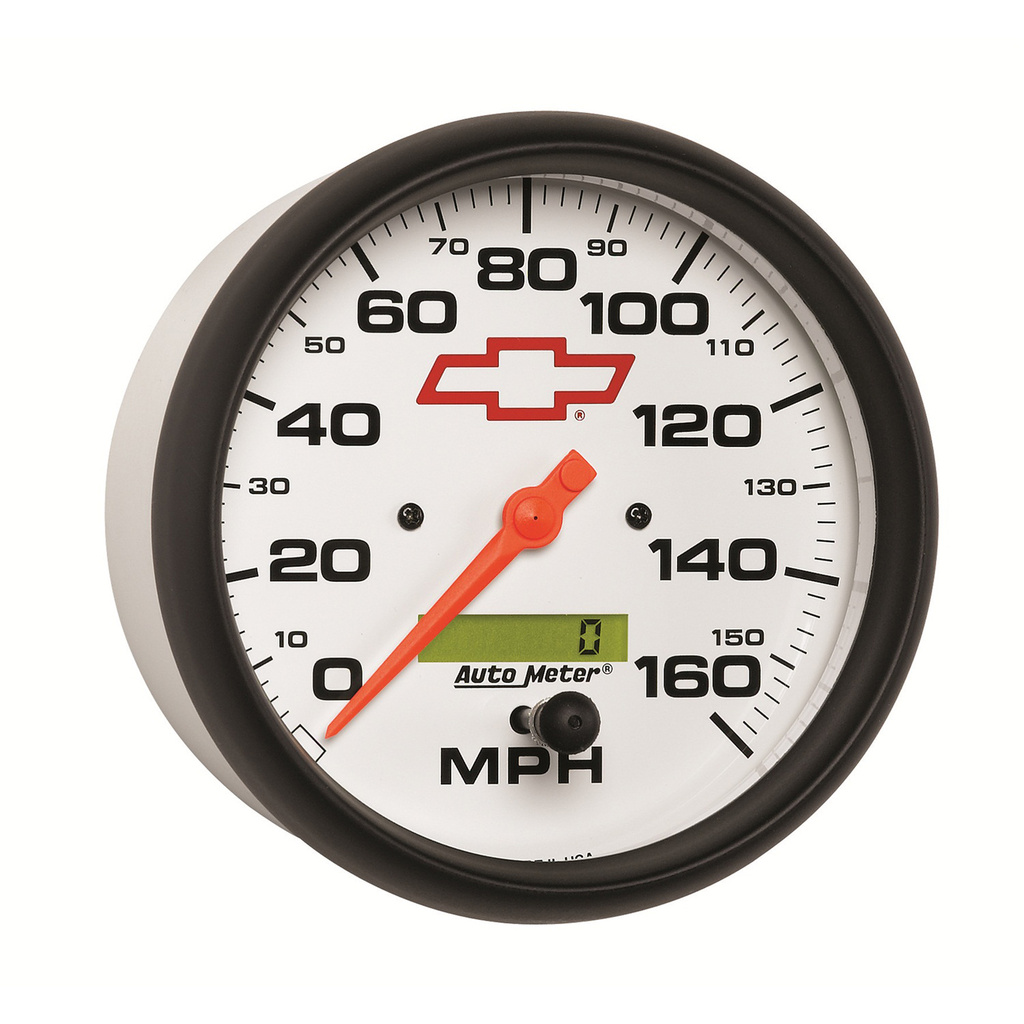 5" Speedometer, 0-160 Mph, Chevy Red Bowtie, White