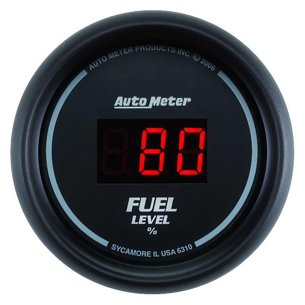 2-1/16" Fuel Level, Programmable 0-280 Ω, Digital Black
