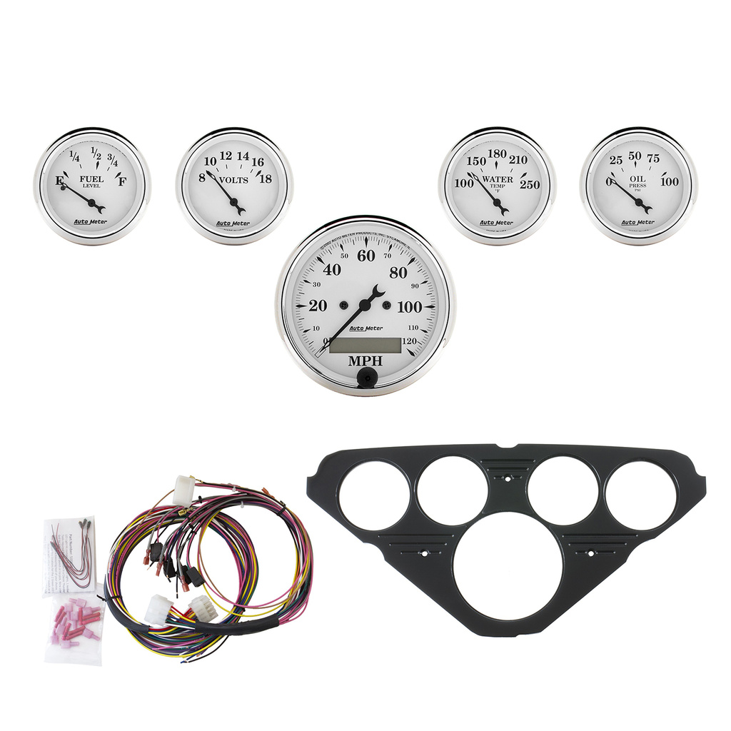 5 Gauge Direct-Fit Dash Kit, Chevy Truck 55-59, Old Tyme White