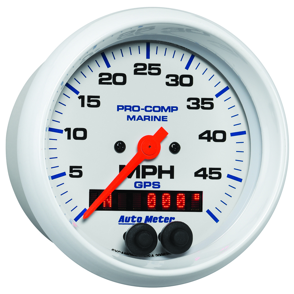 3-3/8" Gps Speedometer, 0-50 Mph, Marine White