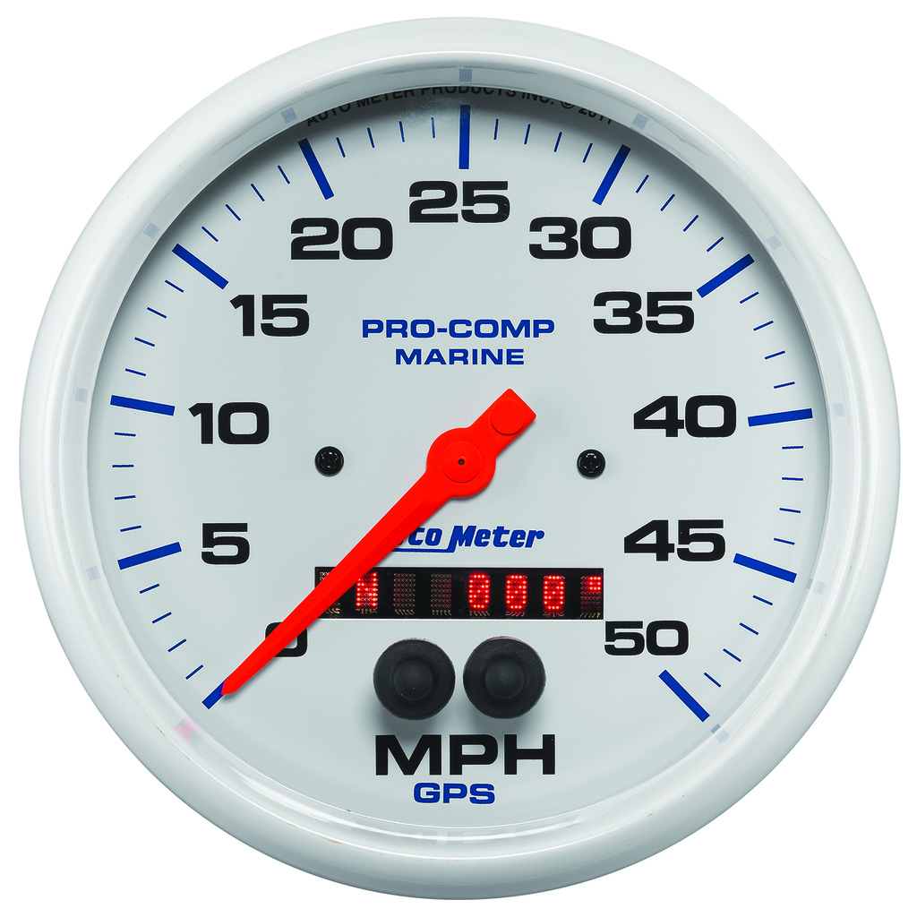 5" Gps Speedometer, 0-50 Mph, Marine White