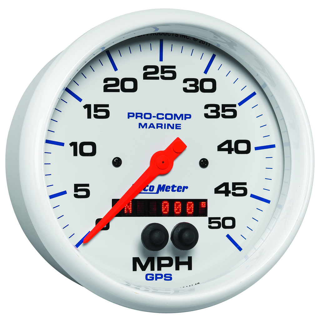 5" Gps Speedometer, 0-50 Mph, Marine White