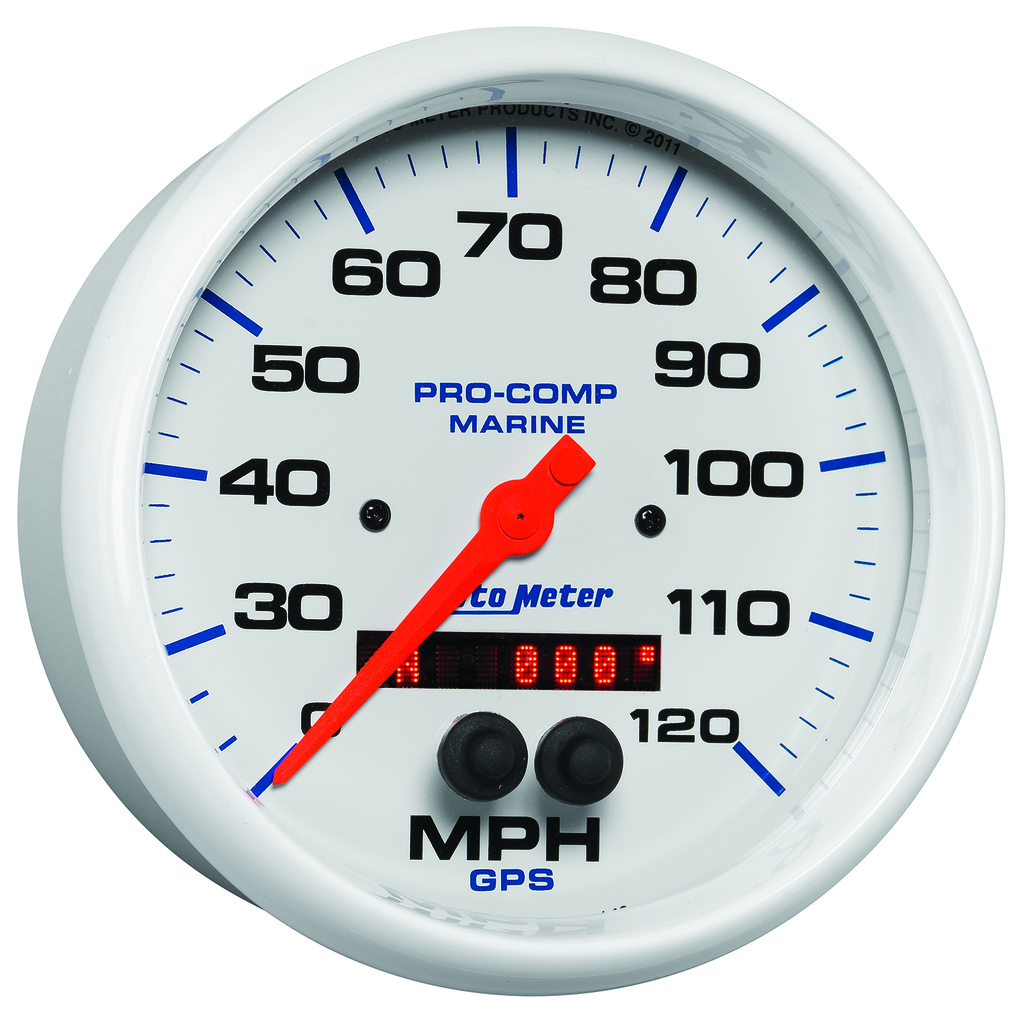 5" Gps Speedometer, 0-120 Mph, Marine White