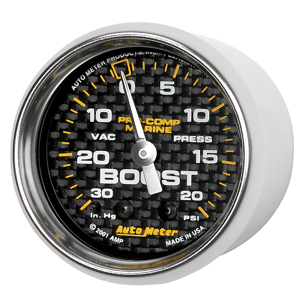 2-1/16" Vacuum/Boost, 30 In Hg/20 Psi, Marine Carbon Fiber