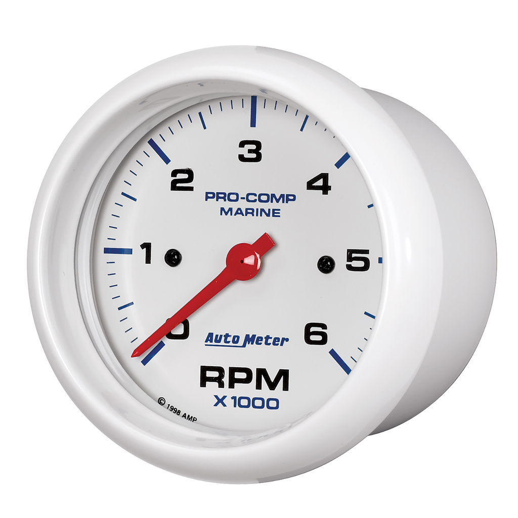 3-3/8" In-Dash Tachometer, 0-6,000 Rpm, Marine White