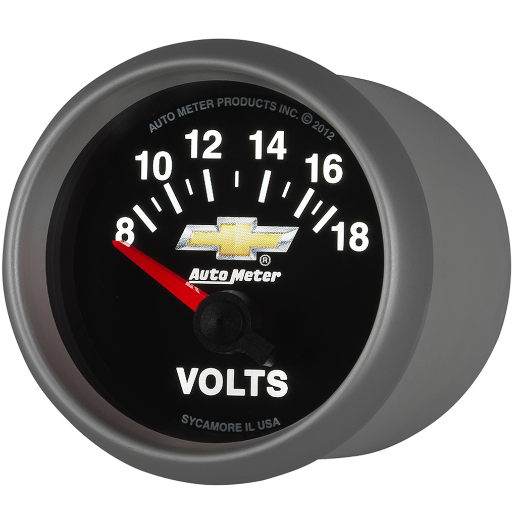 2-1/16" Voltmeter, 18v, Electric, Chevy Gold Bowtie