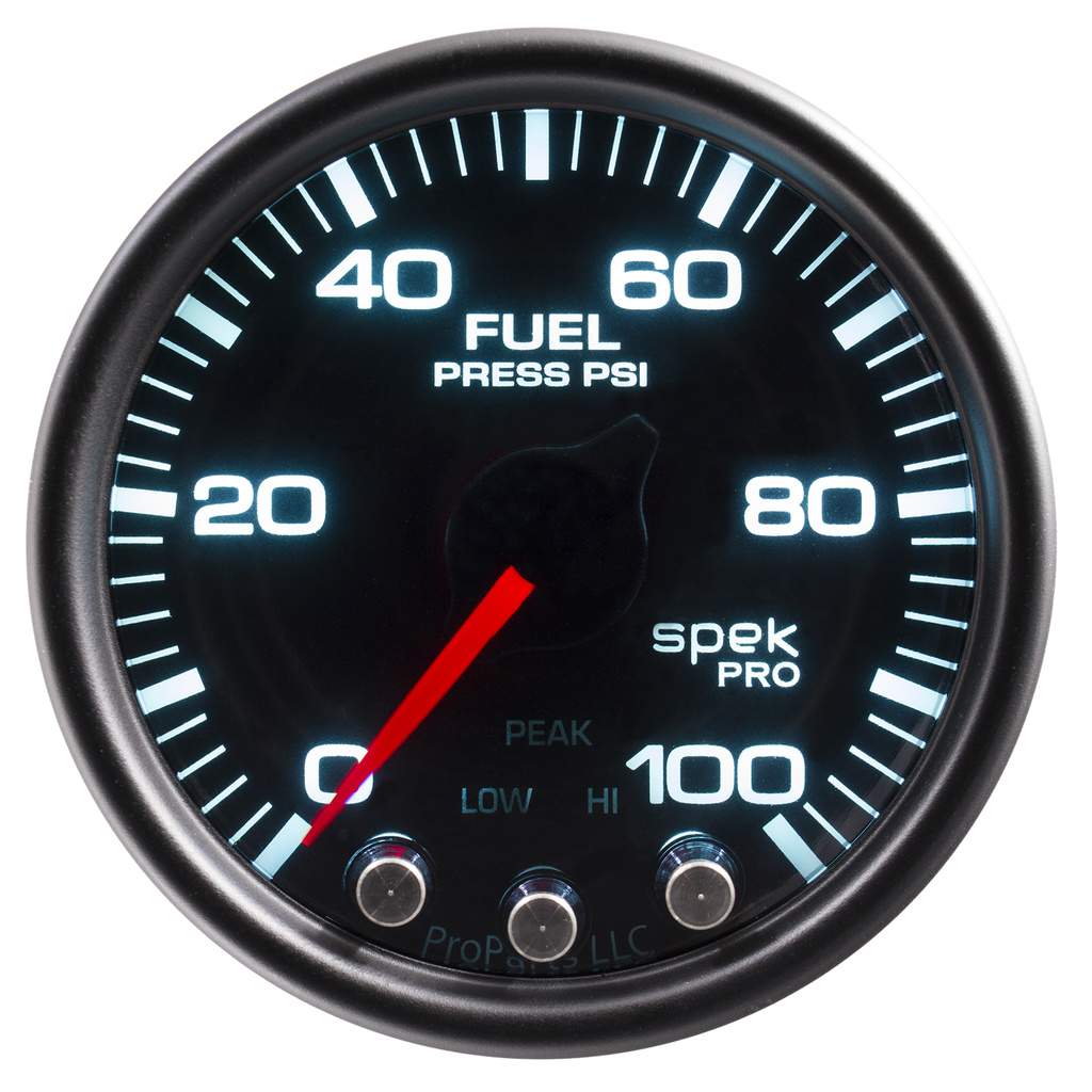 2-1/16" Fuel Pressure, 0-100 Psi, Spek-Pro, Black/Black